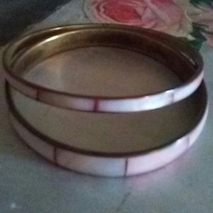 Vintage Pink enamel bangles